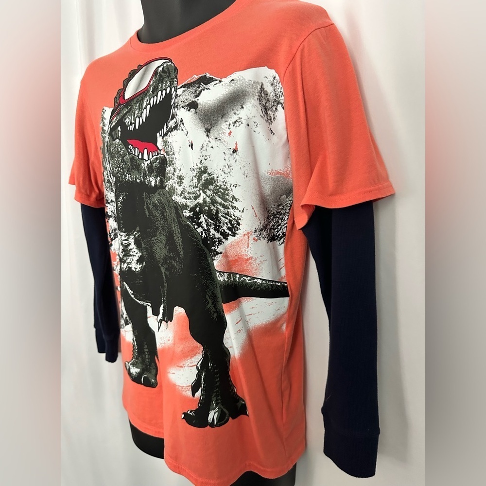 The Children’s Place Boys Dinosaur Graphic T-Shirt|Orange Long Sleeve Tee(1183) - Picture 5 of 11